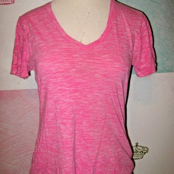 GAP Tops - GAP Bright Pink White Heather Mix V Neck Top L GAP Tops - GAP Bright Pink White Heather Mix V Neck Top L
